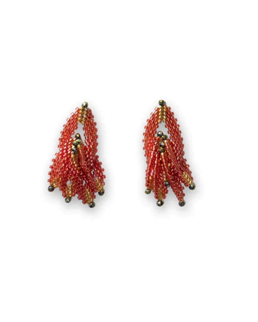 Eledeve - Earrings Tucan Pink, Gold and Murano Green