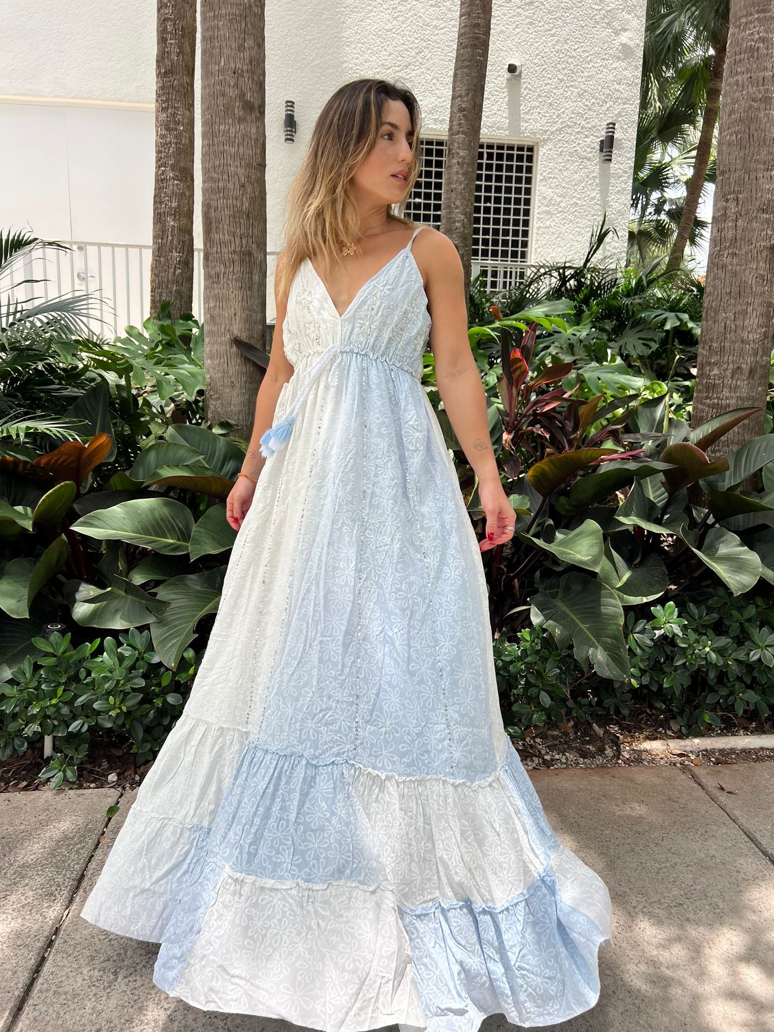 VAS - Embroidered Light Blue Dress