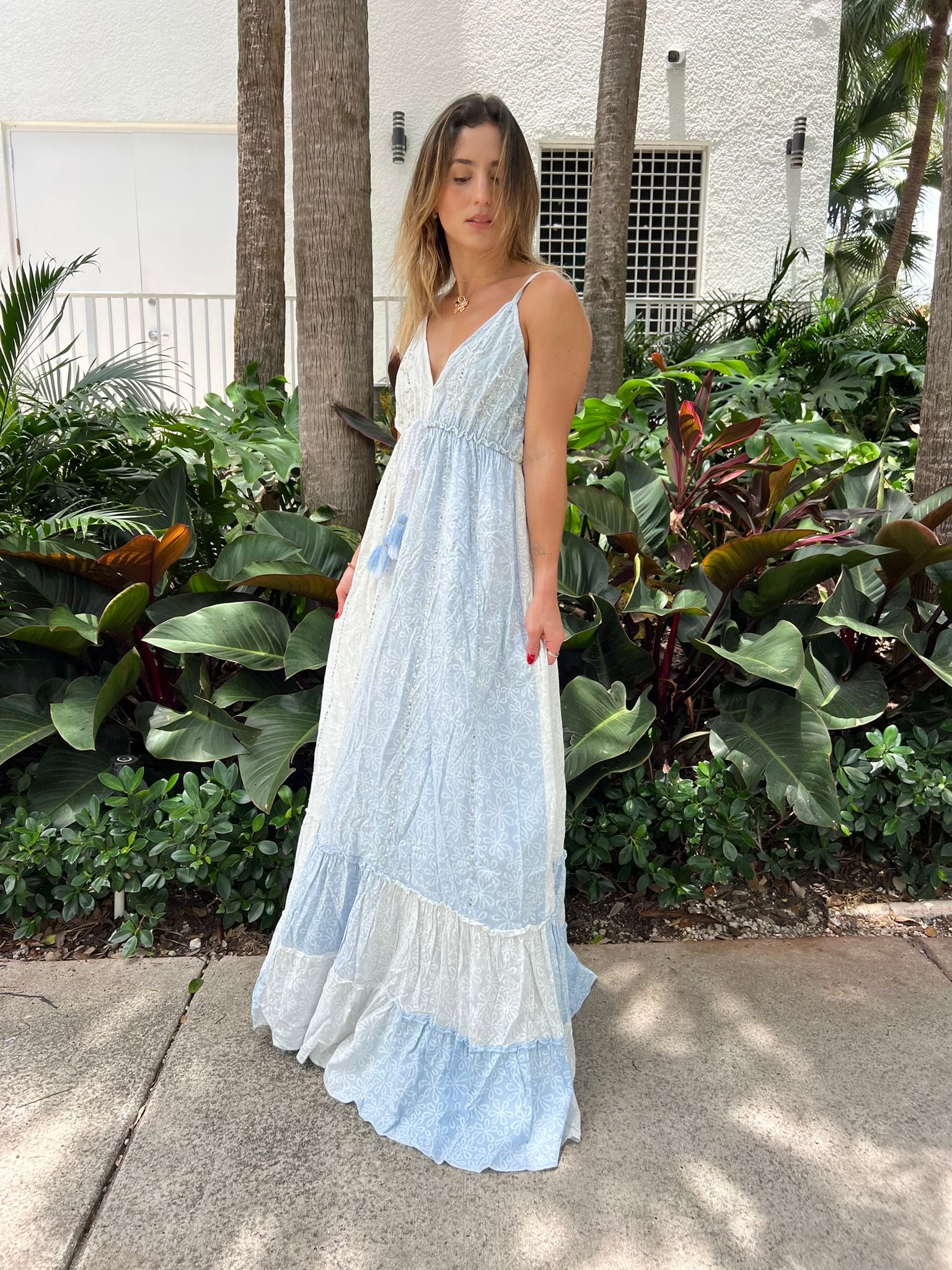 VAS - Embroidered Light Blue Dress